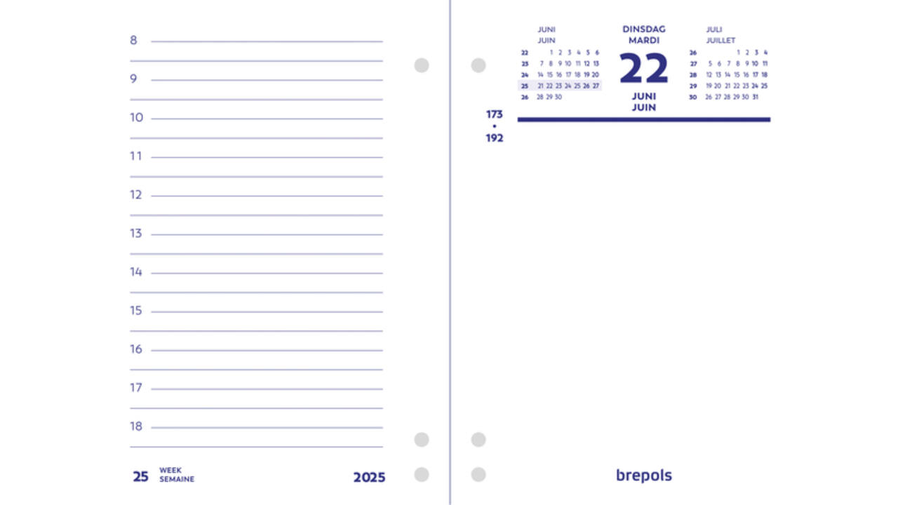 Omlegblok 2027 Brepols 1dag/2pagina's universele ponsing