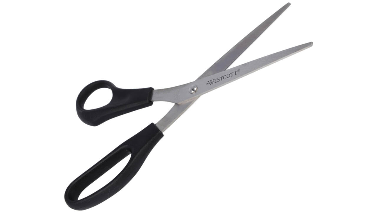 Kantoorschaar Westcott 210mm met kunststof grip linkshandig rvs