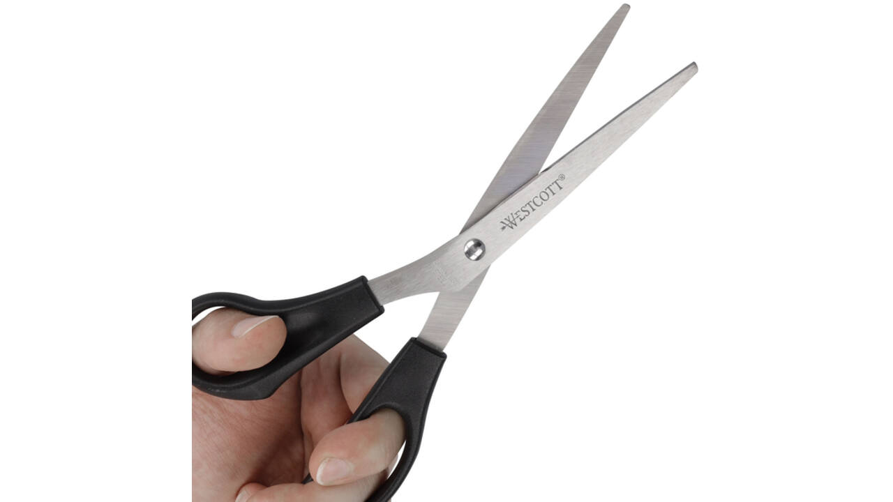 Kantoorschaar Westcott 210mm met kunststof grip linkshandig rvs