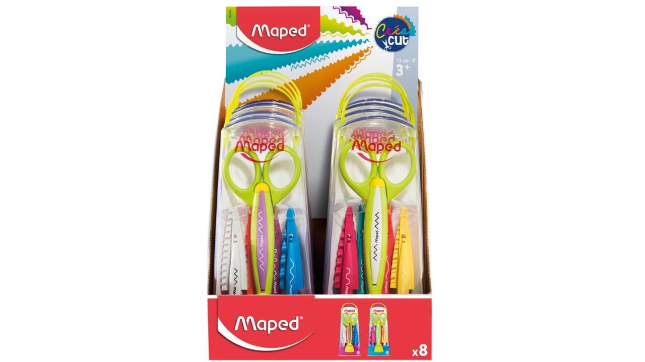 Schaar Maped Crea Cut met 5 verwisselbare motieven display á 8 stuks assorti