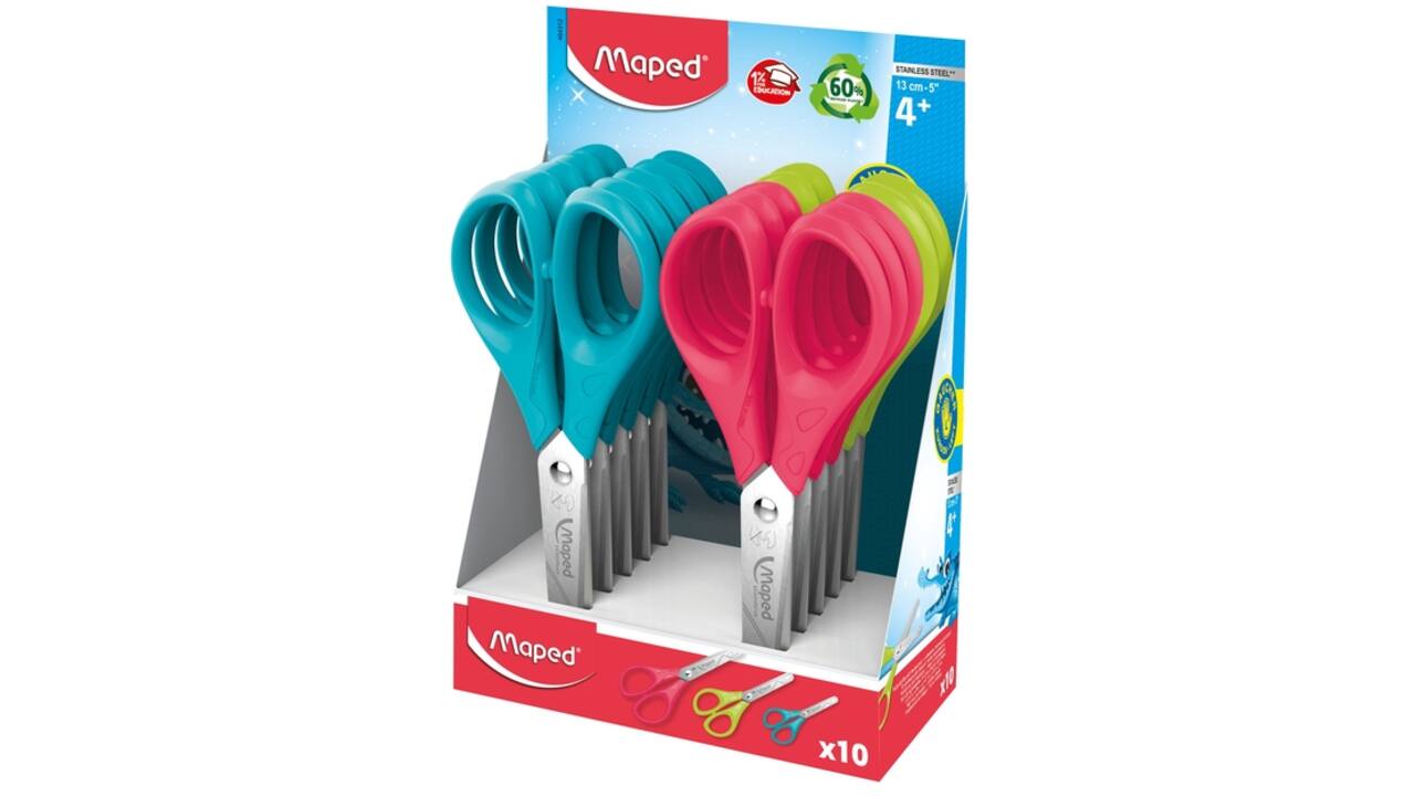 Schaar Maped Essentials 13cm links display á 10 stuks assorti