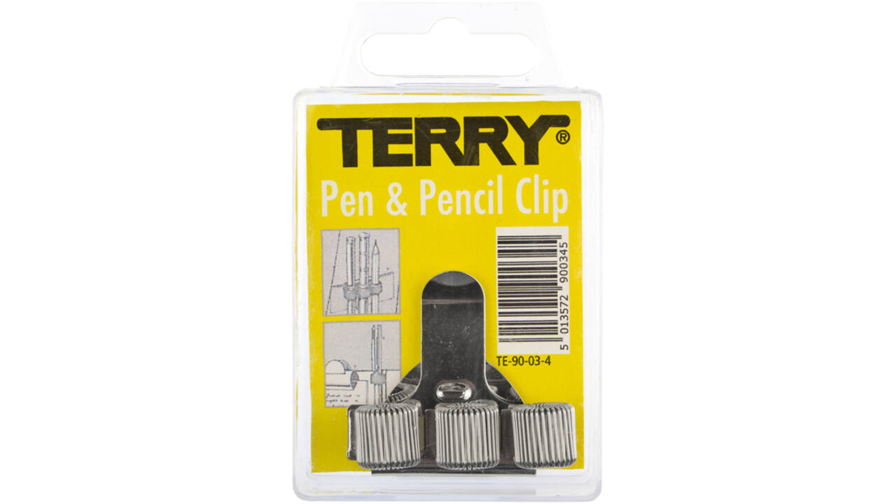 Penhouder Terry clip voor 3 pennen/potloden zilverkleurig