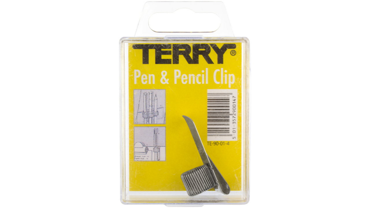 Penhouder Terry clip voor 1 pen/potlood zilverkleurig
