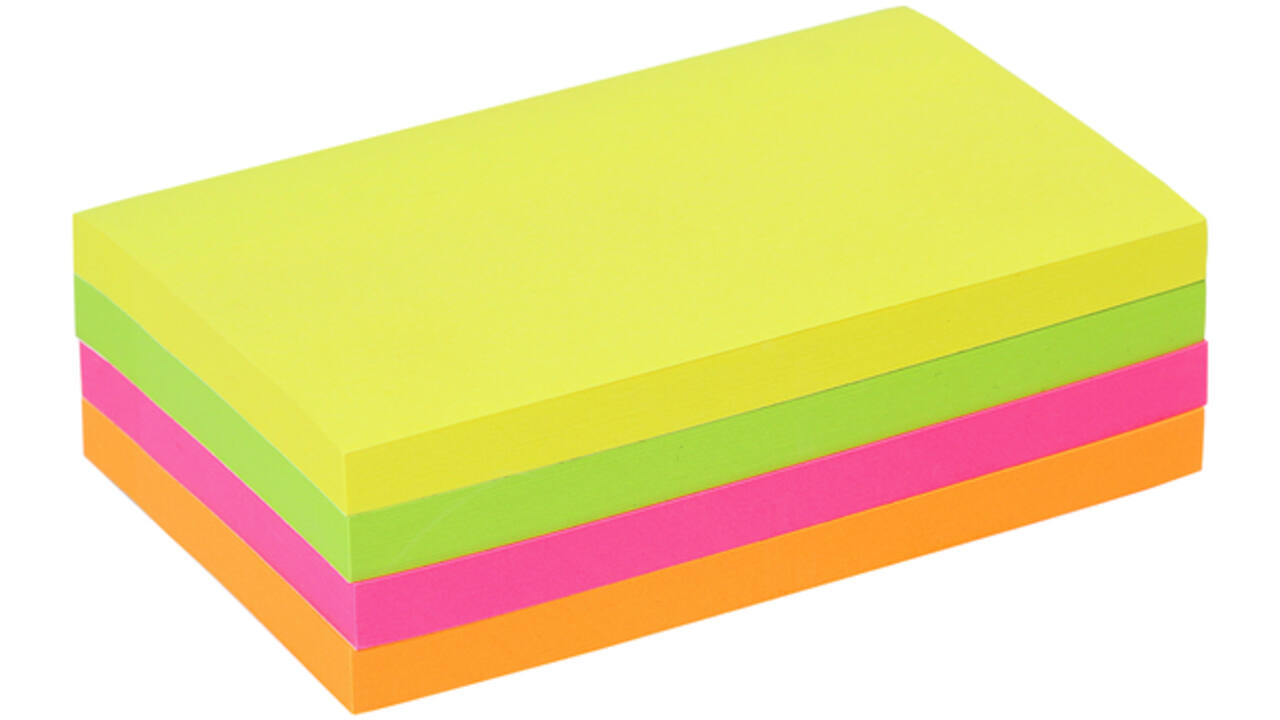 Memoblok Quantore 76x127mm neon assorti 4 kleuren