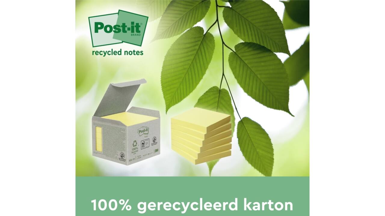 Memoblok Post-it Z-Note R330-1T 76x76mm recycled geel