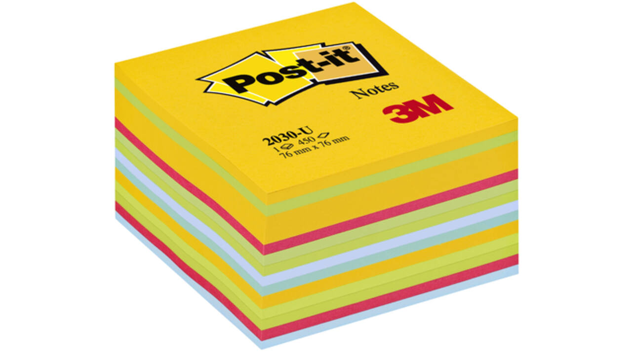 Memoblok Post-it 2030 76x76mm kubus ultra assorti