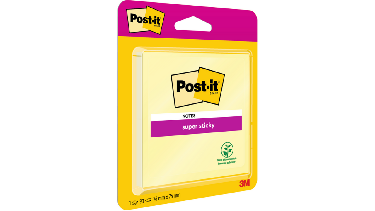 Memoblok Post-it 6920 Super Sticky 76x76mm geel
