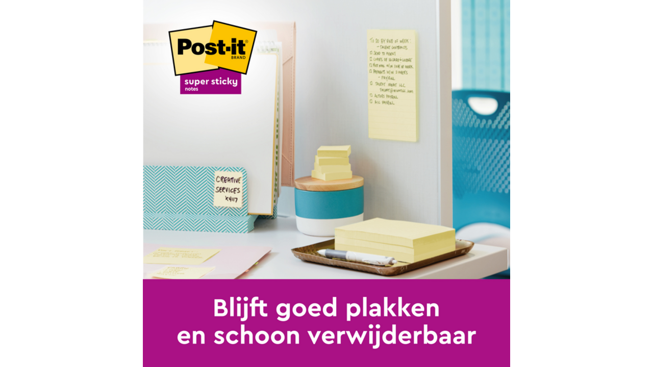 Memoblok Post-it 6920 Super Sticky 76x76mm geel