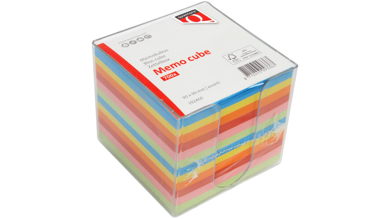 Memokubus Quantore 90x90mm transparant assorti