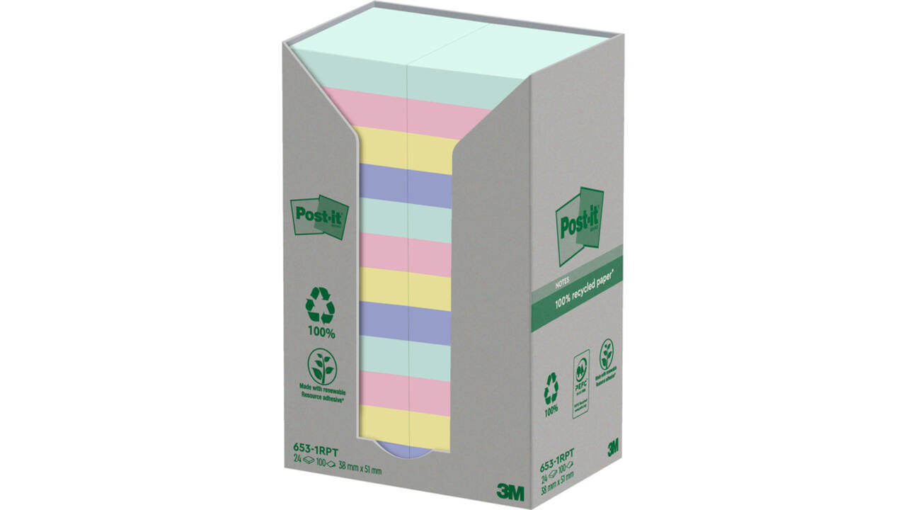 Memoblok Post-it 653-RPT 38x51mm rainbow pastel