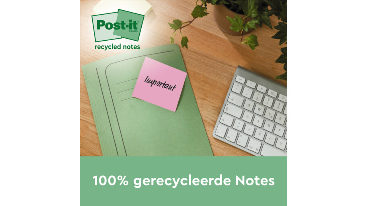 Memoblok Post-it 654-RTP 76x76mm recycled rainbow pastel