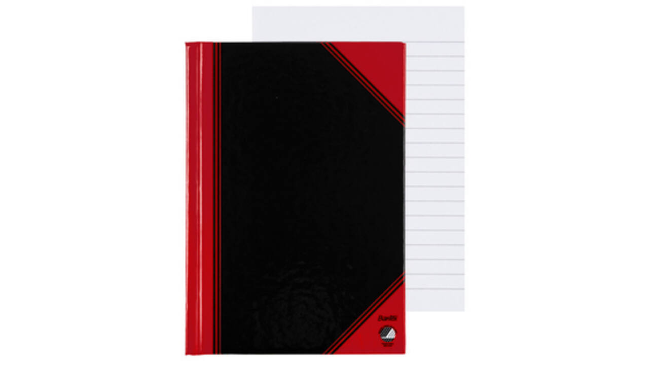 Notitieboek Bantex zwart/rood A6 lijn 70gr 96vel