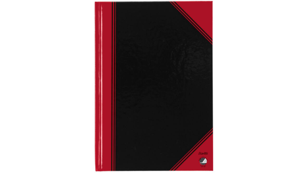 Notitieboek Bantex zwart/rood A5 lijn 70gr 96vel