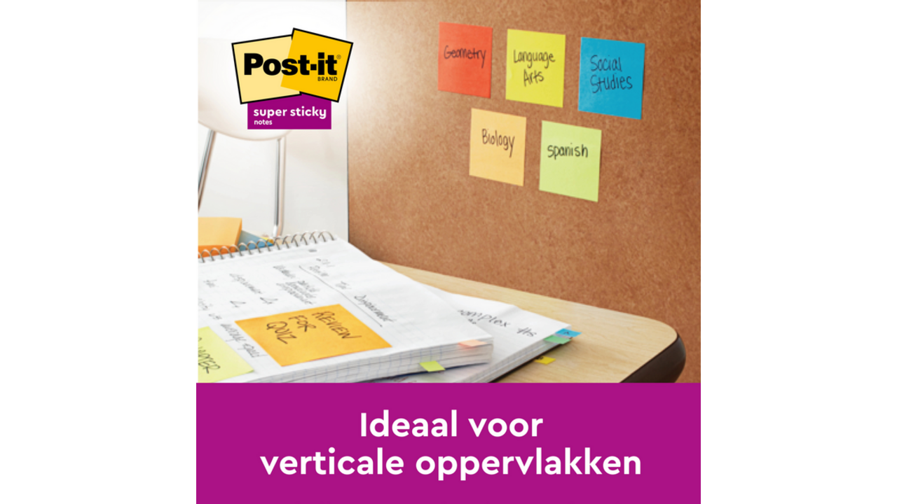 Memoblok Post-it 654 Super Sticky 76x76mm rainbow