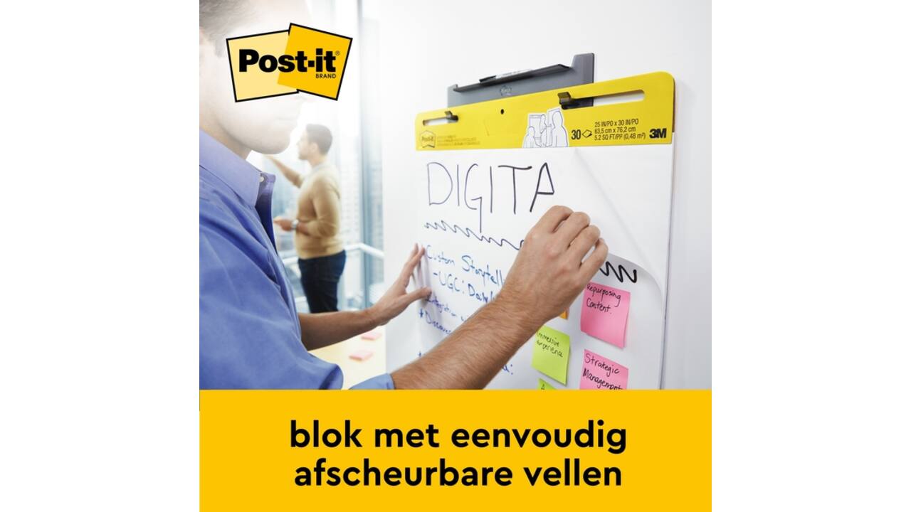Meeting chart Post-it 566 super sticky 50.8x58.4cm wit incl Command bevestigingsstrip