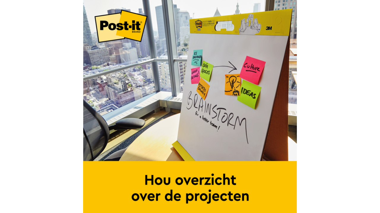 Meeting chart Post-it 563R Super Sticky 50,8x58,4cm met tafelstandaard wit