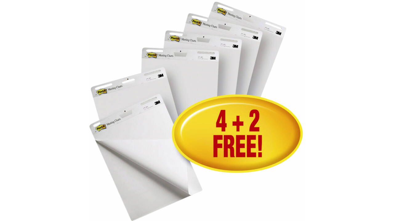 Meeting chart Post-it 559 Super Sticky 63.5x76.2mm wit 4+2 gratis