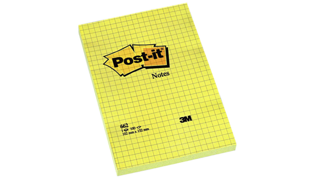 Memoblok Post-it 662 102x152mm ruit geel