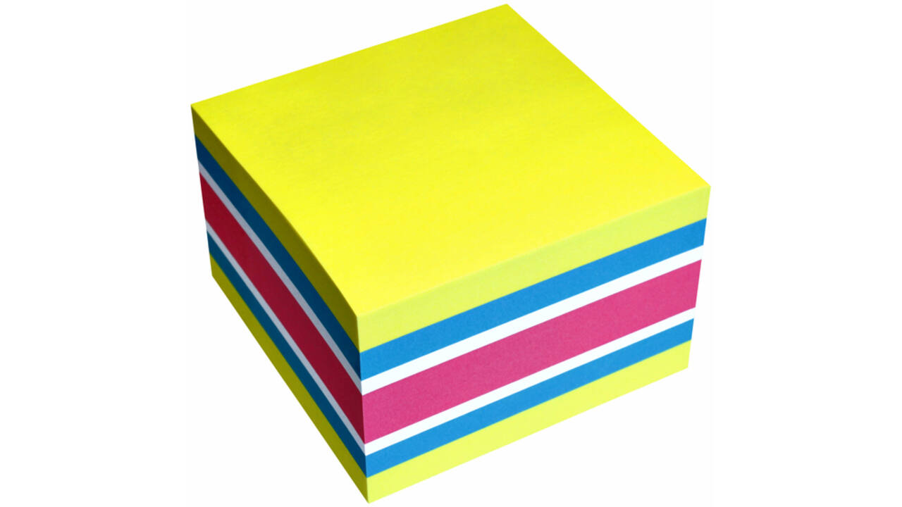 Memoblok info notes kubus 450 vel 75x75mm neon assorti