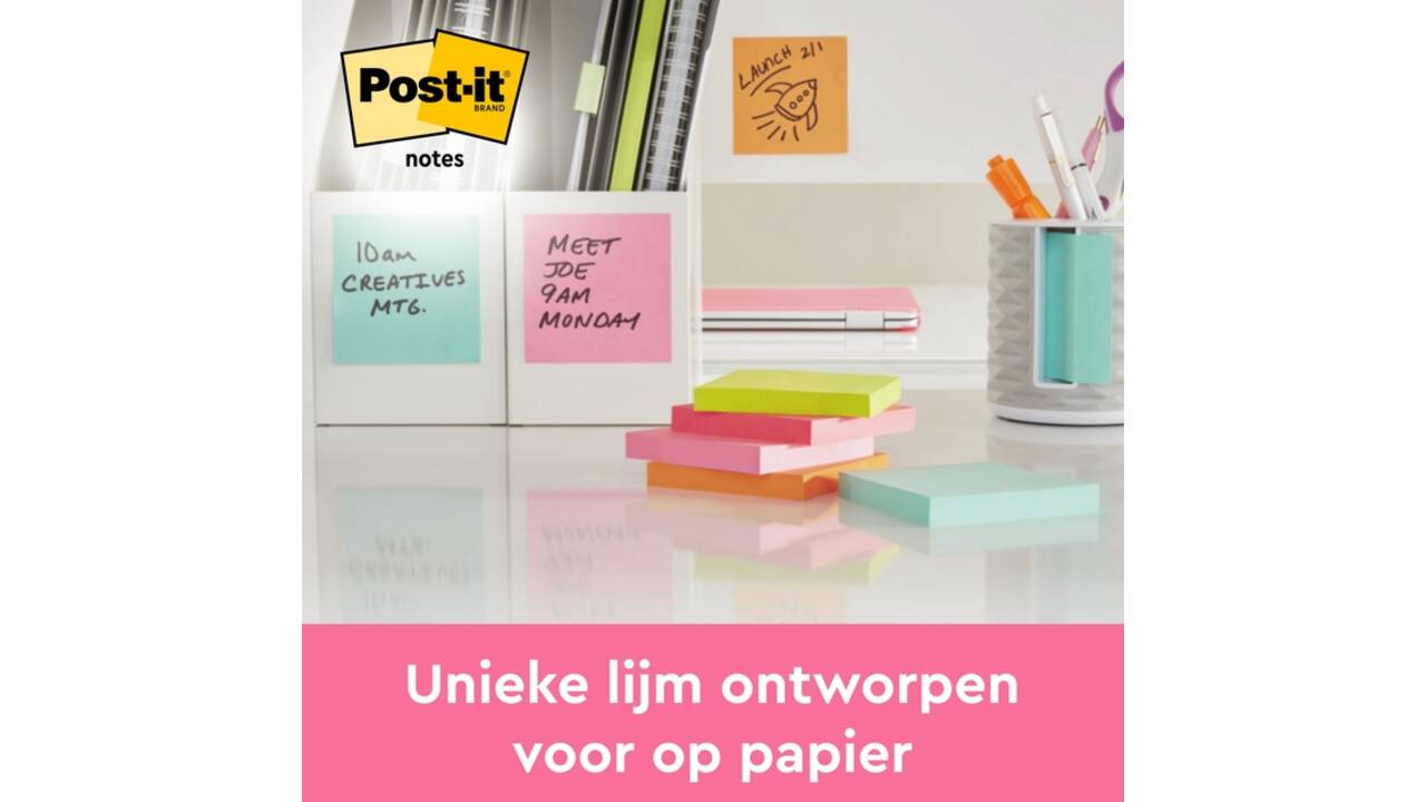 Memoblok Post-it 2028 76x76mm kubus neon kleuren