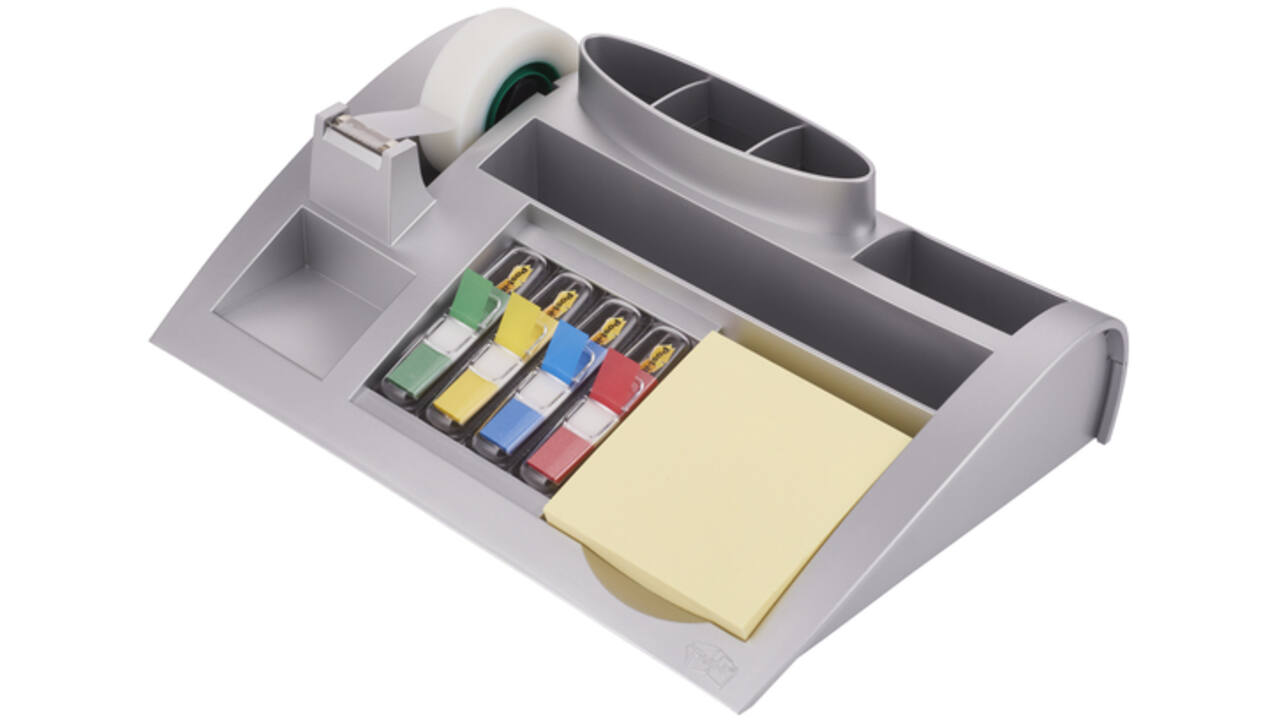 Bureau organiser Post-it C50 zilvergrijs incl inhoud