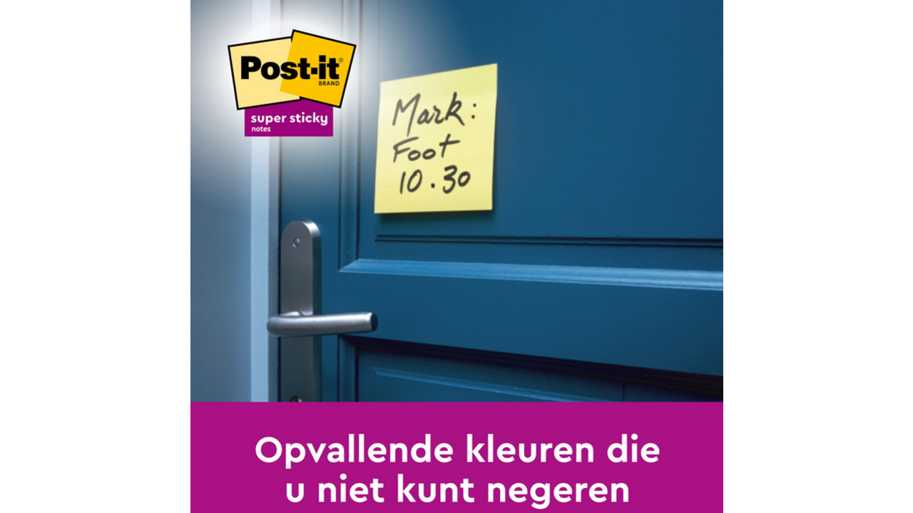 Memoblok Post-it 655 Super Sticky 76x127mm geel 14+2 gratis