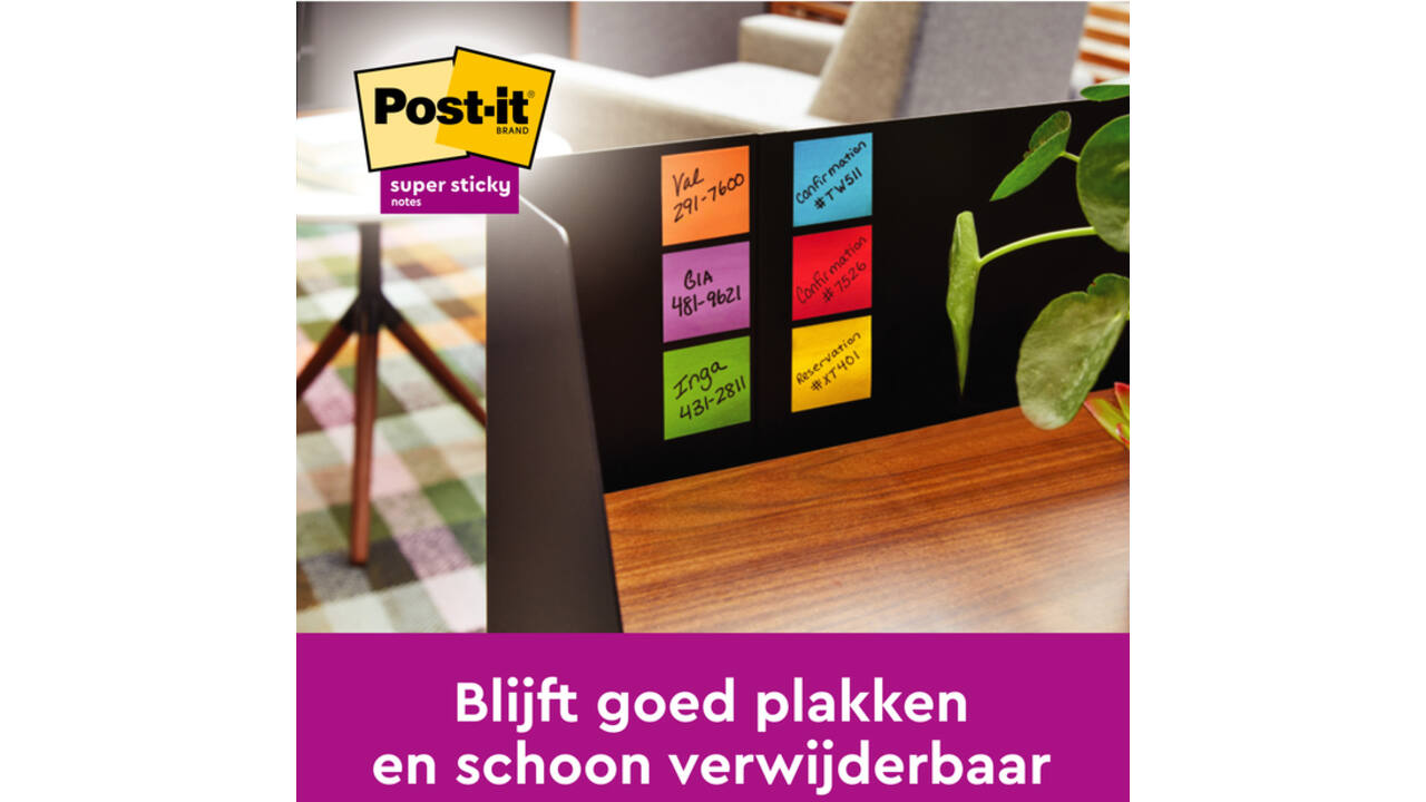 Memoblok Post-it 2028 Super Sticky 76x76mm kubus neon geel