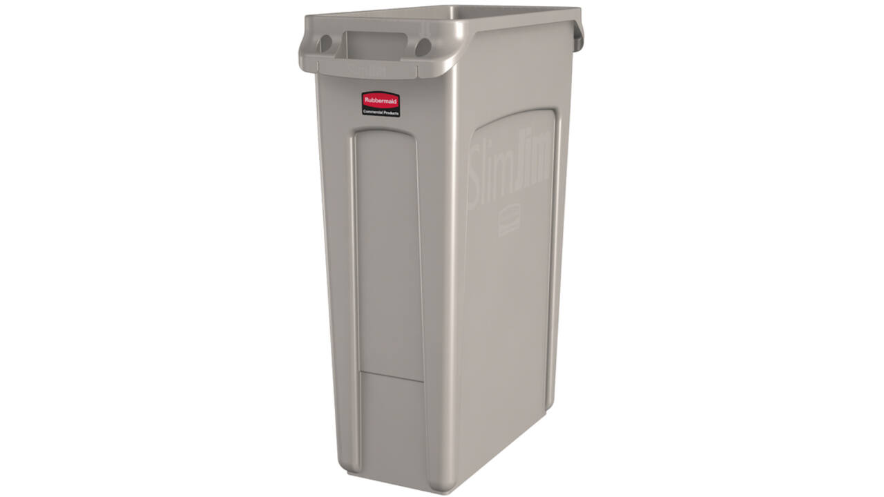 Afvalbak Rubbermaid Slim Jim Vented met luchtsleuven 87L grijs