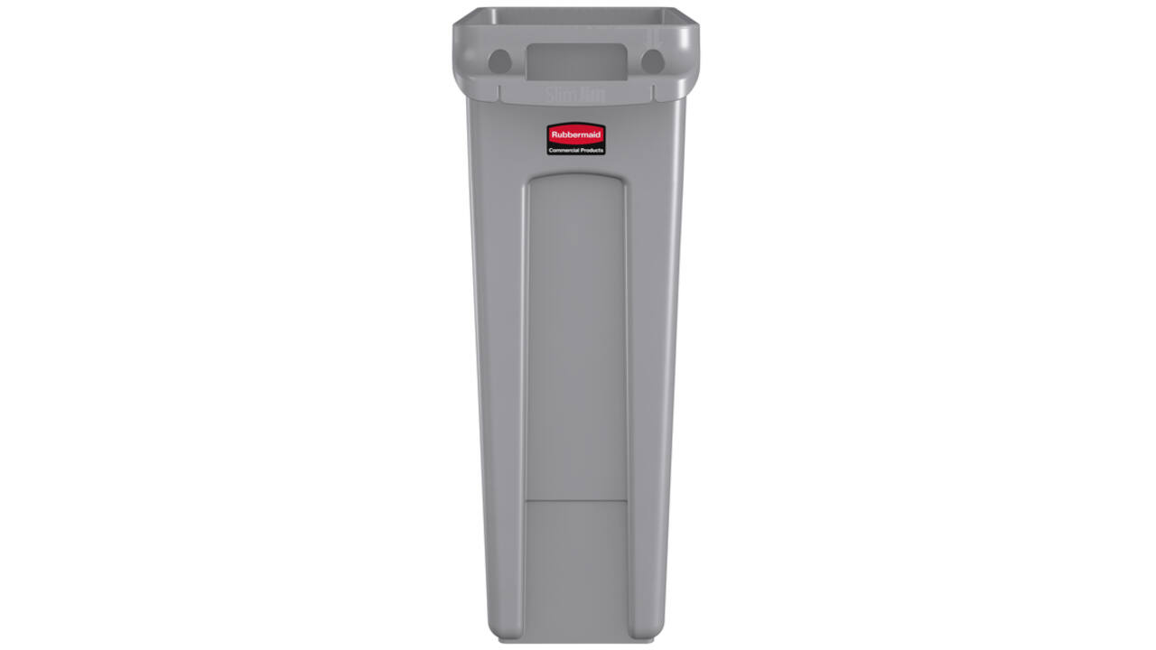 Afvalbak Rubbermaid Slim Jim Vented met luchtsleuven 87L grijs