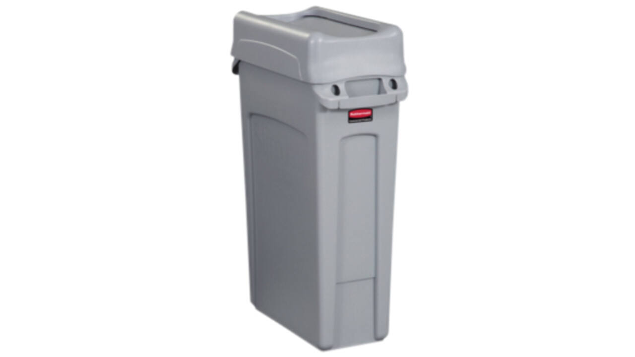 Deksel Rubbermaid Slim Jim Vented gesloten met swingsysteem grijs