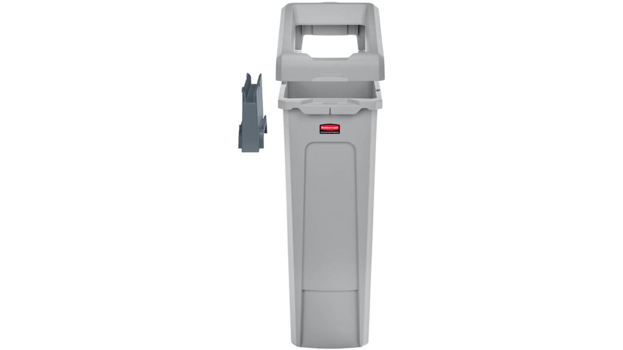 Afvalbak Rubbermaid Slim Jim Recyclestation starterset 87L grijs