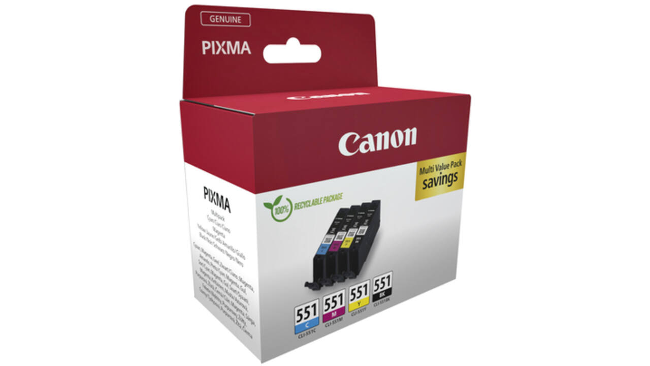 Inktcartridge Canon CLI-551 zwart + 3 kleuren