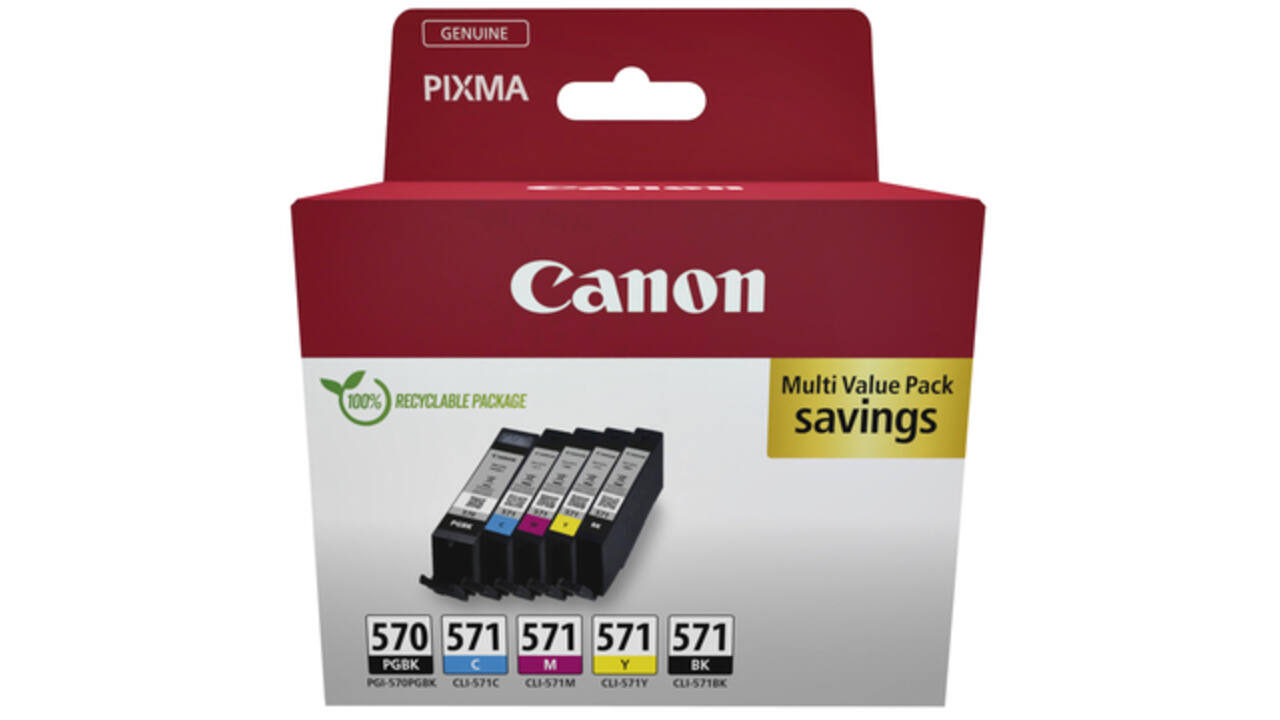 Inktcartridge Canon PGI-570 + CLI-571 2x zwart + 3 kleuren
