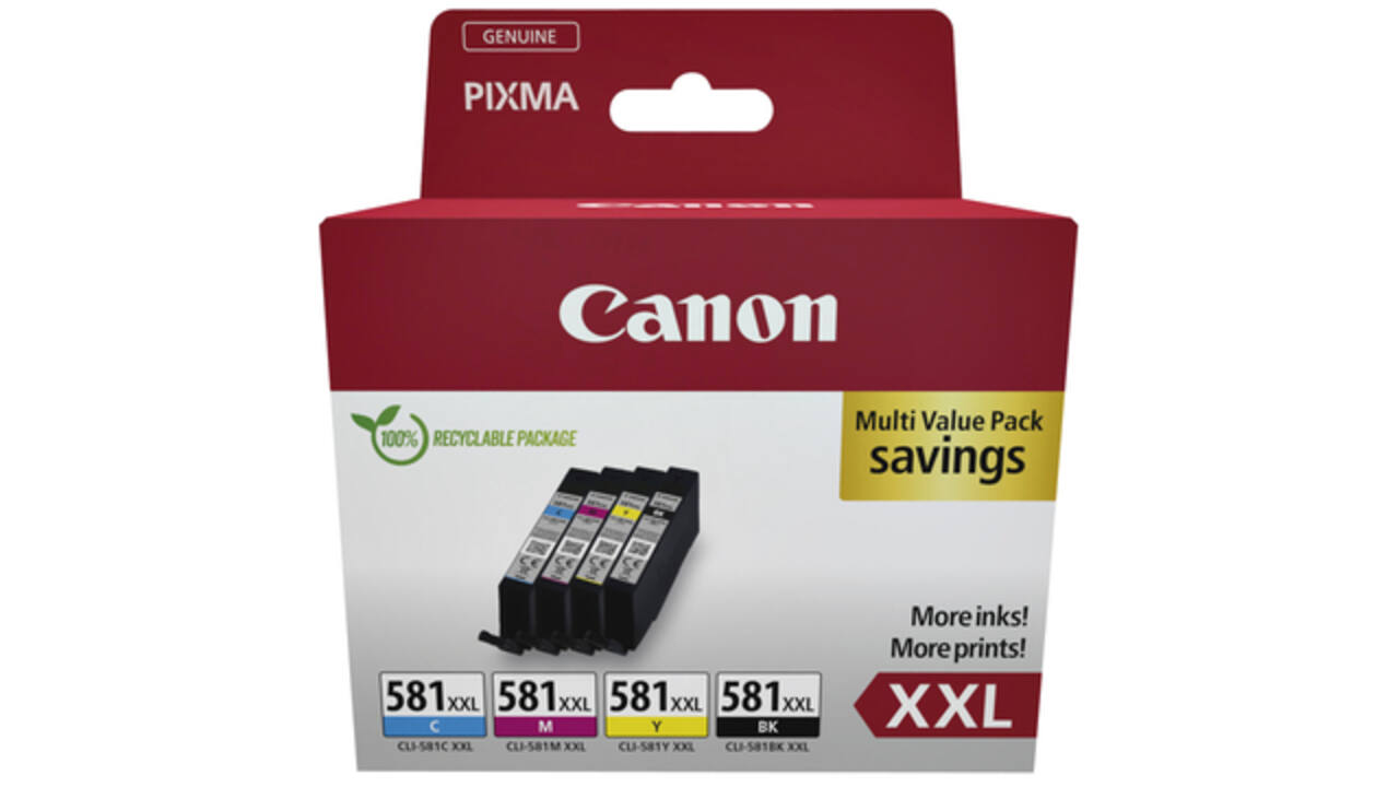 Inktcartridge Canon CLI-581XXL zwart + 3 kleuren