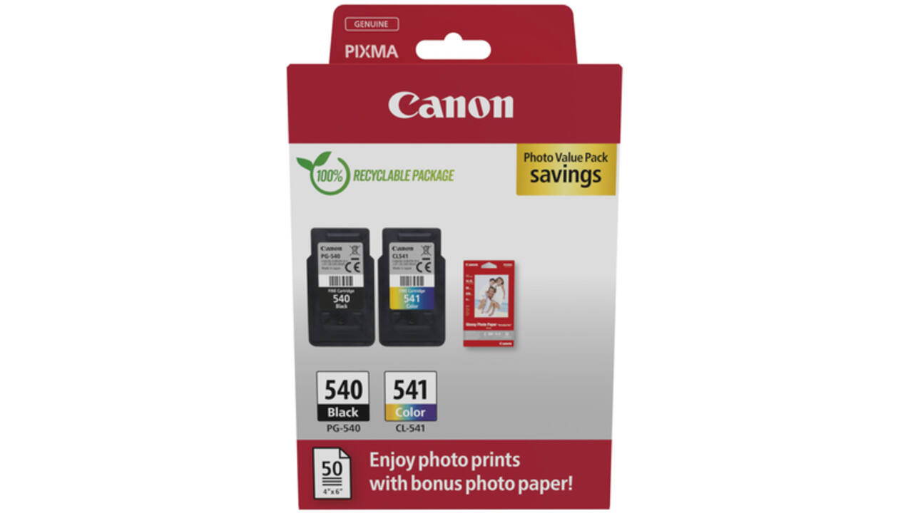 Inktcartridge Canon PG-540 CL-541 zw + kl + papier