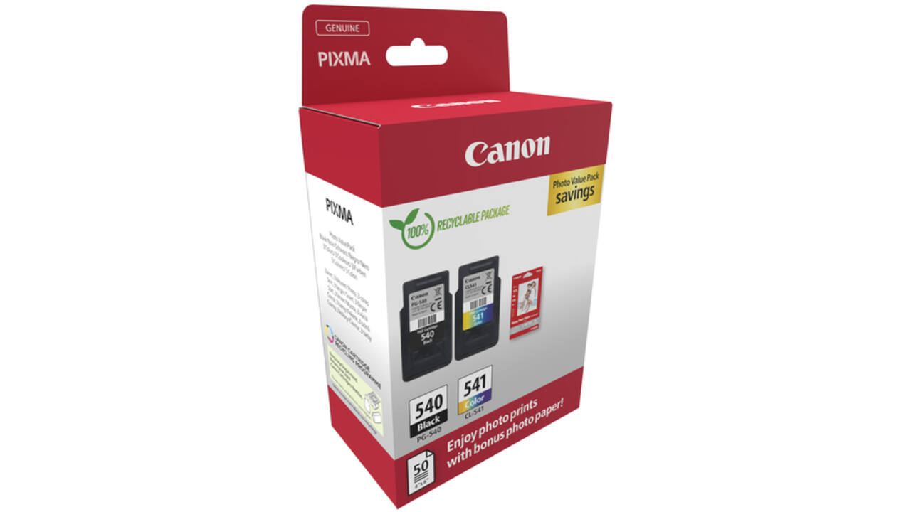 Inktcartridge Canon PG-540 CL-541 zw + kl + papier