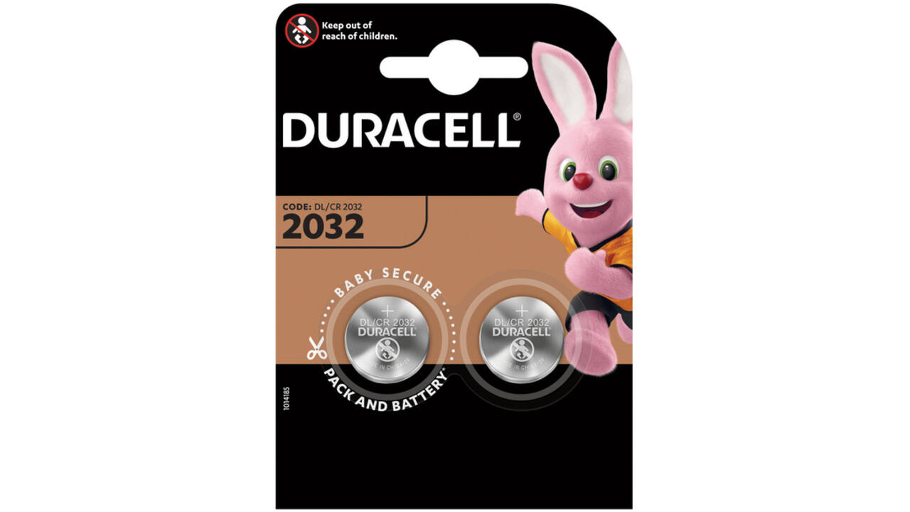 Batterij Duracell knoopcel 2xCR2032 lithium Ø20mm 3V-180mAh