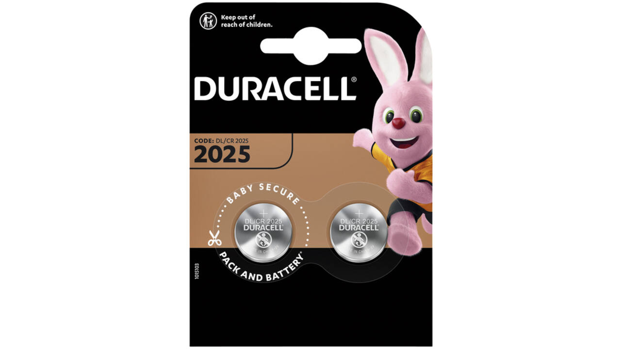 Batterij Duracell knoopcel 2xCR2025 lithium Ø20mm 3V-170mAh