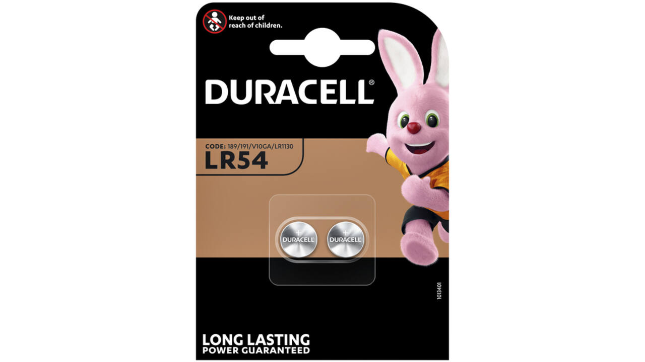 Batterij Duracell knoopcel 2xLR54 alkaline Ø11,6mm 2 stuks