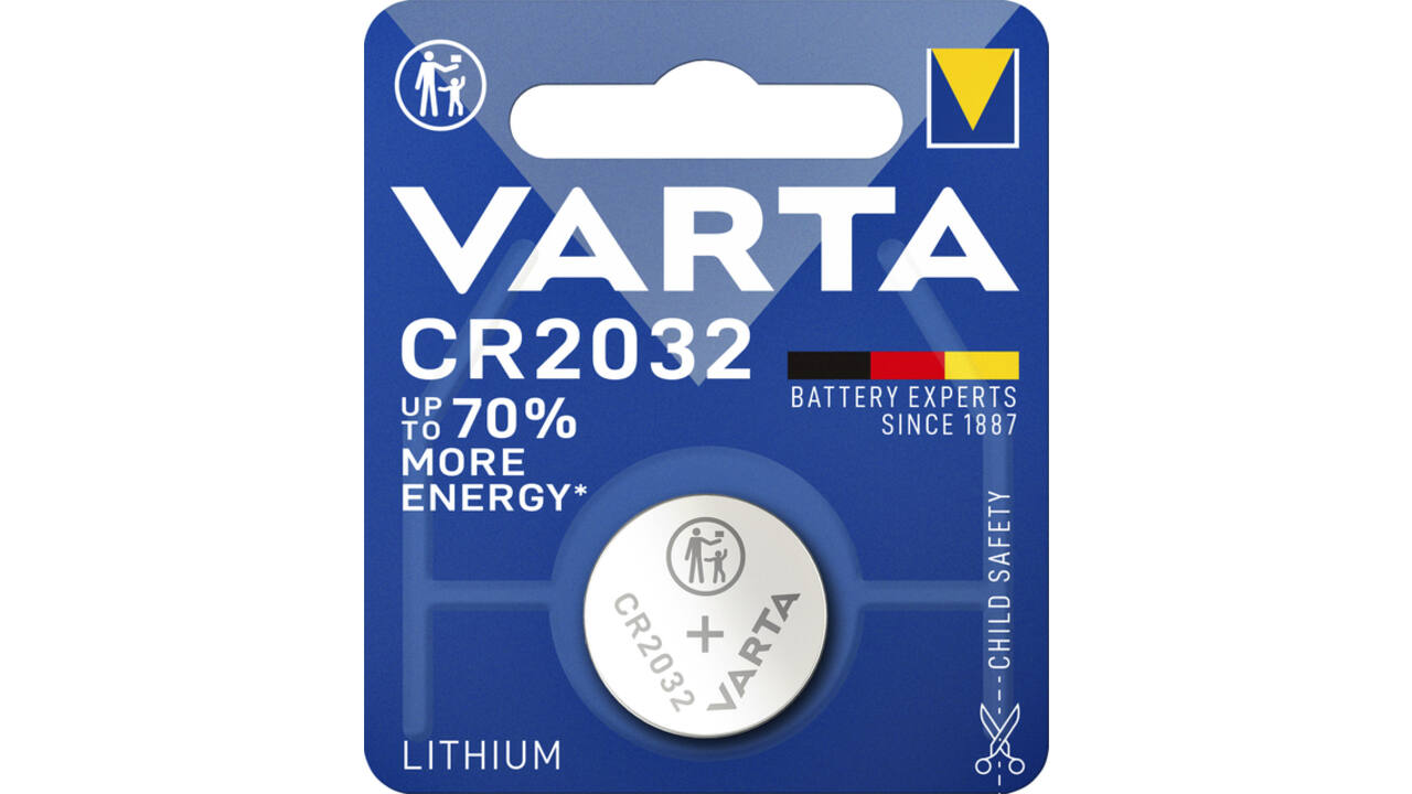 Batterij Varta knoopcel CR2032 lithium blister à 1stuk