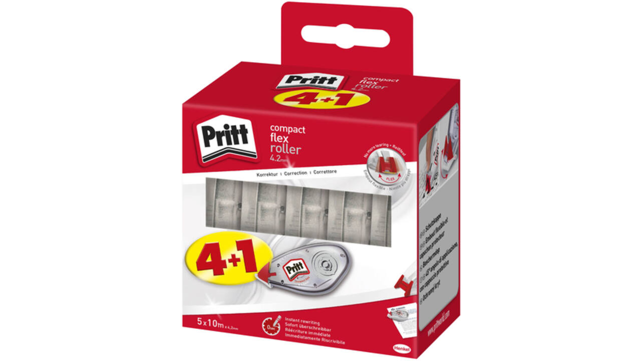 Correctieroller Pritt compact 4.2mmx10m valuepack à 4+1 gratis