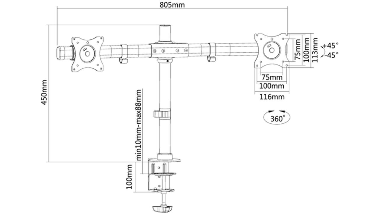 Monitorarm Neomounts DCB100 10-27" zwart