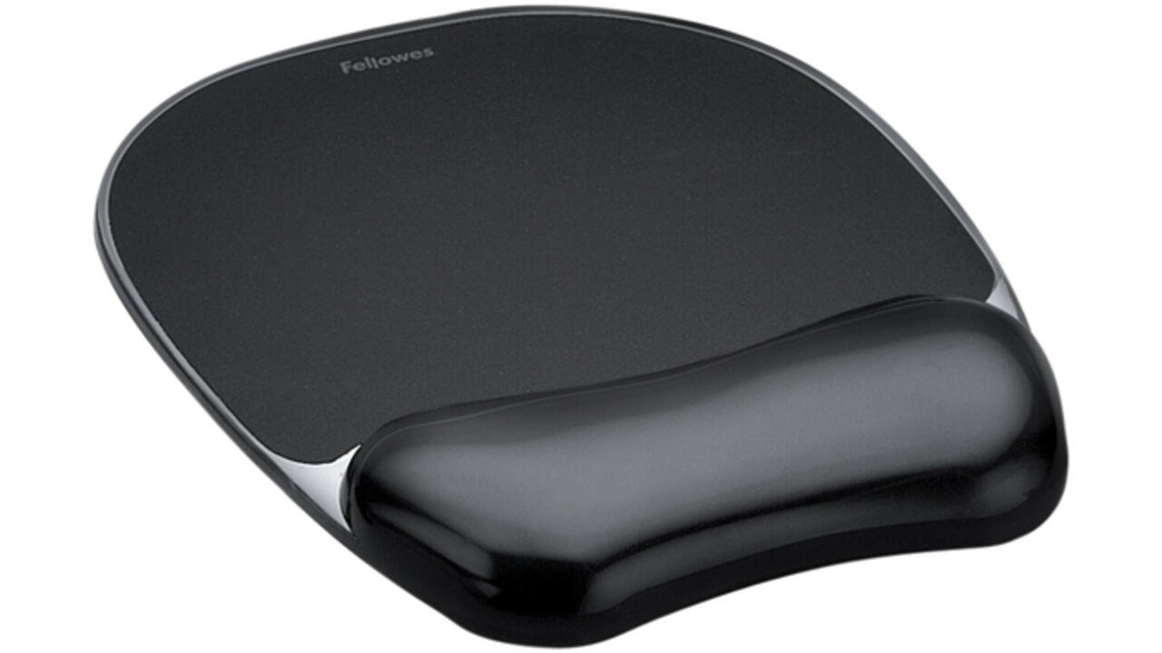 Muismat met polssteun Fellowes Crystals gel transparant zwart