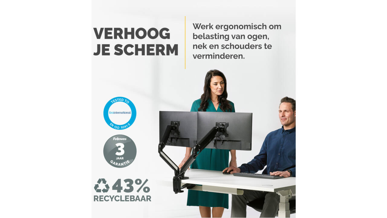 Monitorarm Fellowes Platinum Series dubbel horizontaal