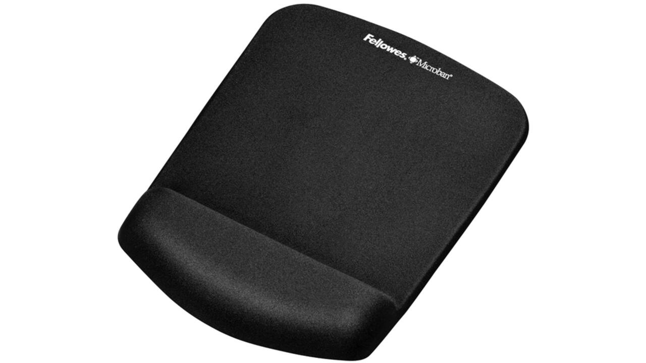 Muismat met polssteun Fellowes Plush Touch zwart