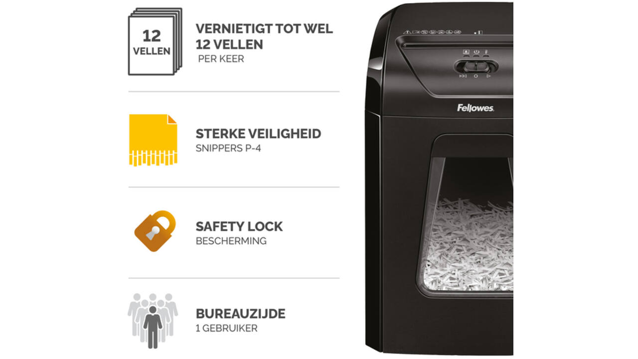 Papiervernietiger Fellowes Powershred 12C snippers 4x40mm