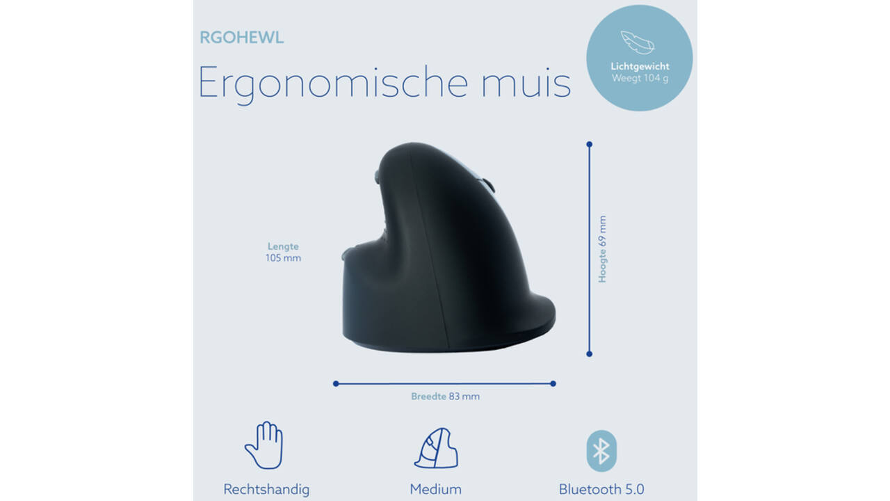Muis R-Go Ergonomisch HE Break Wireless Rechts M