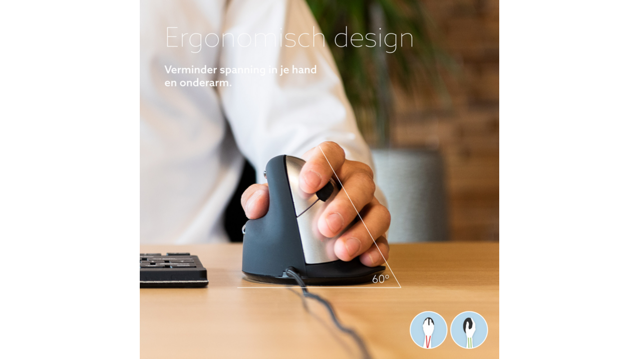 Muis R-Go Ergonomisch HE Break Draad Links M