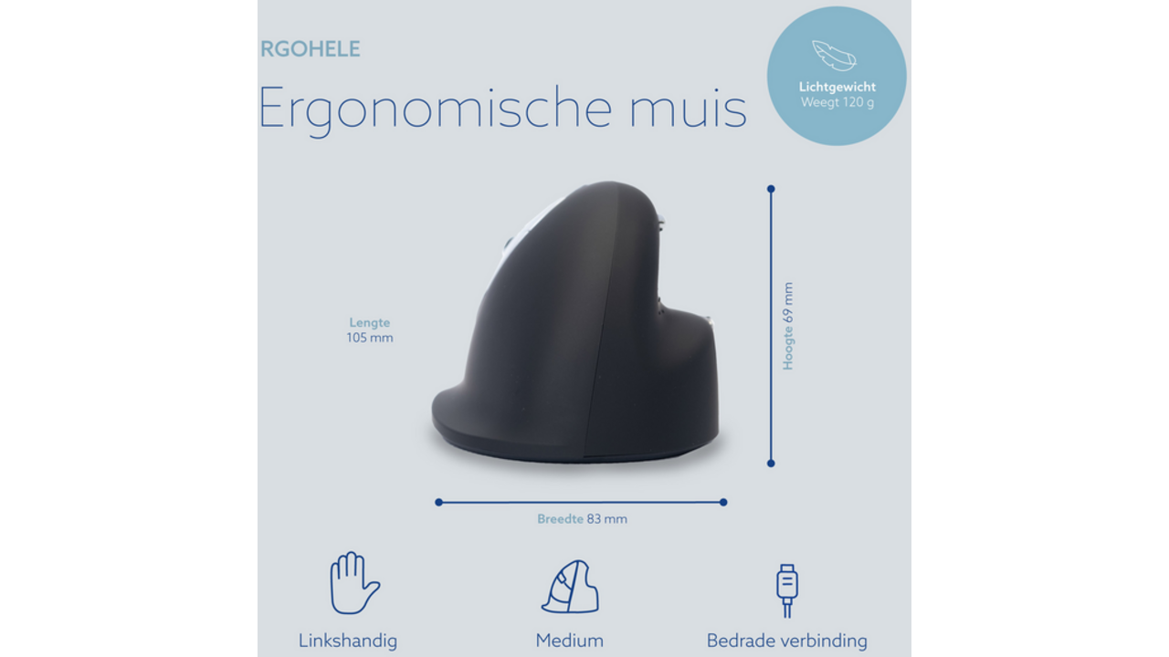 Muis R-Go Ergonomisch HE Break Draad Links M