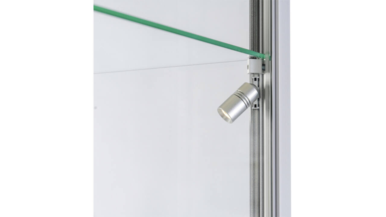 Vitrine SDB 115-400 zilver led mag 400x400x2000mm